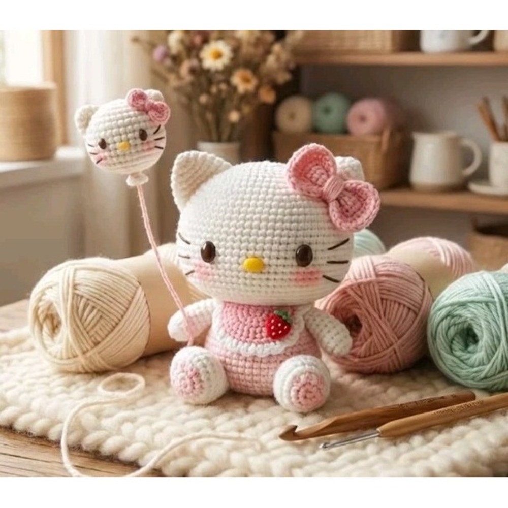 New Sanrio Hello Kitty Baby W/Ballon Beginners Crochet All~n~One Complete Kit